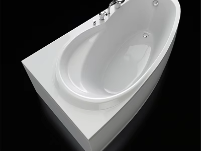 Modern White Bathtub Design With Sleek Surface Square Base And Chrome Faucet 3d model