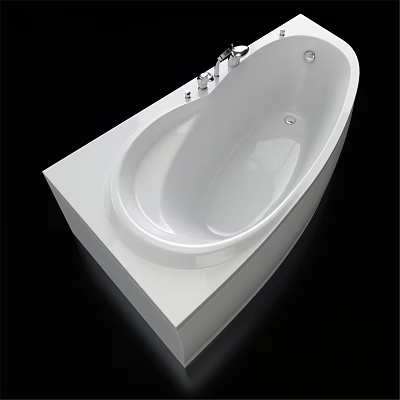 Modern White Bathtub Design With Sleek Surface Square Base And Chrome Faucet 3d model