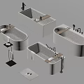 Modern White Bathtubs Interior Design With Various Shapes Wooden Tray And Black Faucet