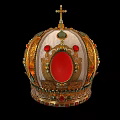 Luxury Gold Crown Jewelry Adorned With Red Gemstones And Intricate Designs
