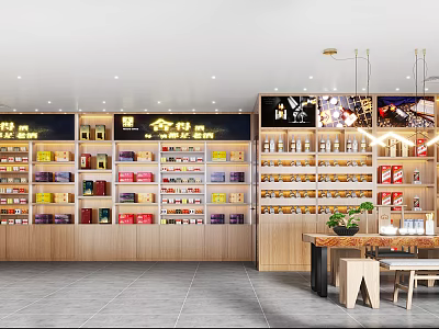 Tobacco and Liquor Store Interior With Well Arranged Shelves Displaying Liquor Bottles And Tobacco Products 3d model