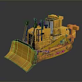 Yellow Bulldozer With Operator Cab Steel Tracks And Large Front Blade