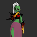Game Movie Character Featuring Green Skin White Hair Red Heart Object And Flame Decorations
