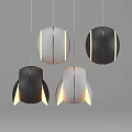 Modern Black And White Pendant Lights With Yellow Ring Lights And Circular Design