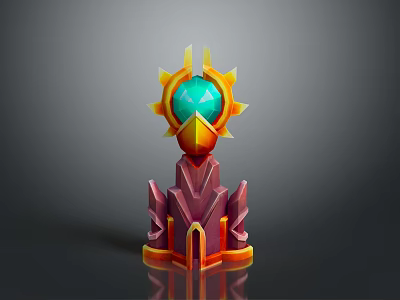 Scenic Natural Landscape With Turquoise Lake Golden Sunlight And Orange Purple Sunset Sky 3d model