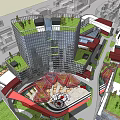 Modern Commercial Complex With Green Roof Open Plaza And Urban Surroundings