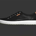 Black Lace Up Casual Sneakers With White Soles And Orange Accents Stylish Design