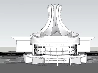 Unique Architectural Design Of Modern Building With Tall Spire Like Roof And Circular Base 3d model