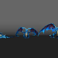 Blue Winged Flying Dragons In Multiple Poses With Detailed Scales And Feathers