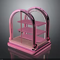 Stylish Pink Arched Glass Display Cabinet Furniture With Shelves And Transparent Design