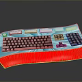 Colorful Designed Computer Keyboard With Blue Red Base And Black Functional Keys