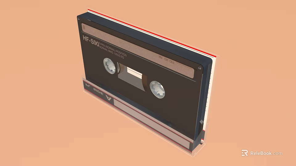 Vintage 90 Minute Audio Cassette Tape for Musical Instrument Recordings with Black and Red Design 3d model 