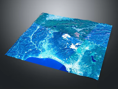 Natural Landscape With Blue Water Green Vegetation And White Snowy Regions 3d model