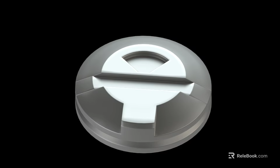 Circular Metal Mechanical Component With Central Semi Circular Opening And Horizontal Groove 3d model 
