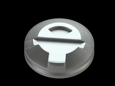 Circular Metal Mechanical Component With Central Semi Circular Opening And Horizontal Groove 3d model
