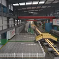 Large Industrial Factory Interior With Production Lines And Safety Rails
