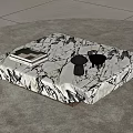 Marble Coffee Table with Black White Pattern and Two Black Cups Book on Gray Carpet 3d model