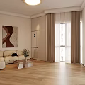 Light Warm Modern Living Dining Space With Custom Display Cabinets And Built In Kitchen Appliances