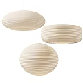 Modern Cream Ribbed Pendant Lights In Spherical And Drum Shapes For Interior Decor