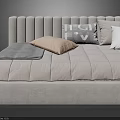 Modern Light Gray Sofa Bed With Tufted Backrest Pillows And Throw Blanket