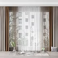 Elegant Beige Curtains With White Sheer Panels For Living Room Window