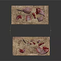Two Rustic Wooden Coffee Tables With Red And Pink Petal Decorations