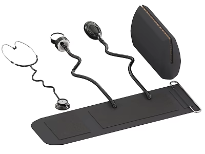 Essential Medical Devices Including Stethoscope Blood Pressure Monitor And Examination Pad 3d model