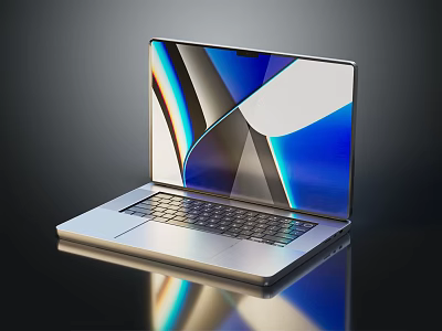 Sleek Modern Silver Laptop With High Resolution Display And Abstract Screen Design 3d model