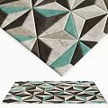 Modern Square Rug With Turquoise Gray Black And Beige Geometric Pattern Design 3d model