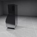 Silver Upright Freezer With Stainless Steel Body And Digital Display In Empty Room