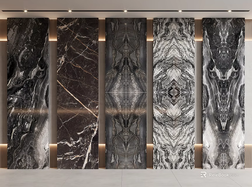 Modern Wall Panels With Various Textures And Lighting 3d model 