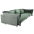 Green Velvet Three Seater Sofa With Modern Design And Comfortable Cushions And Metal Legs
