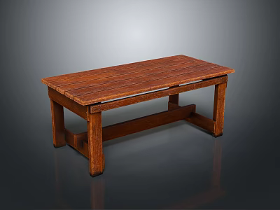 Wooden Bench Furniture With Slatted Seat Simple Design And Sturdy Structure For Home Living Space 3d model