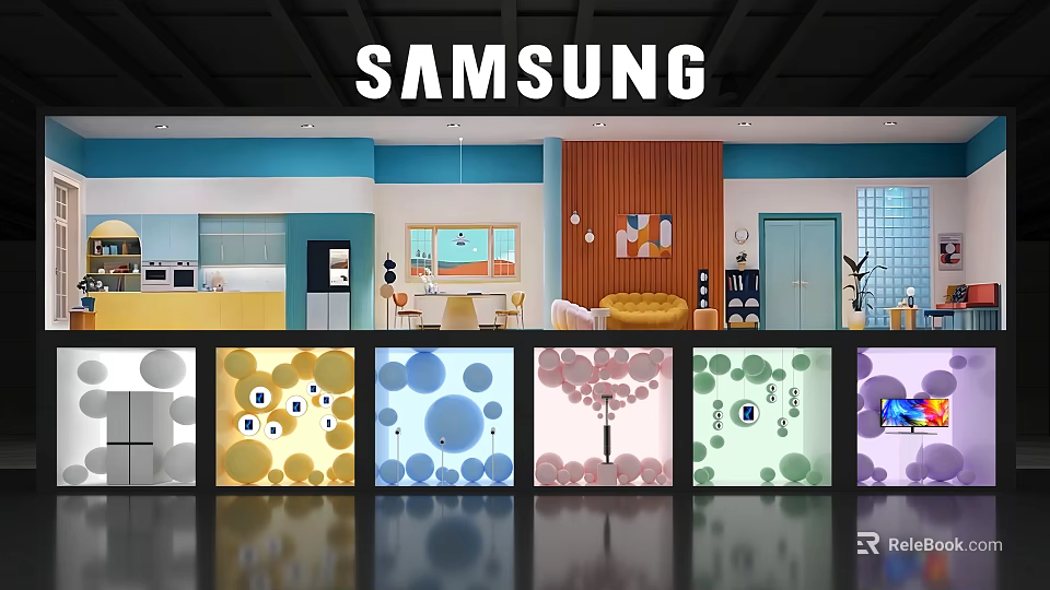 Samsung Modern Window Display With Various Colorful Patterns And Designs 3d model