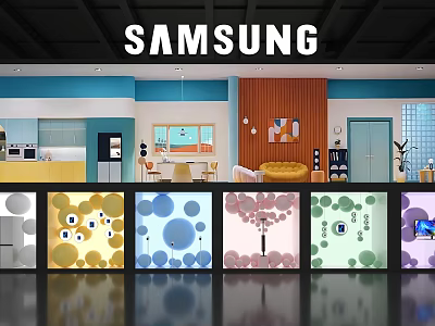 Samsung Modern Window Display With Various Colorful Patterns And Designs 3d model