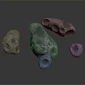 Porous Rocky Meteorites With Textured Surface And Holes On Dark Background