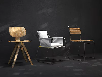 Modern Leisure Chairs With Wooden Metal Frames And White Padded Various Designs 3d model