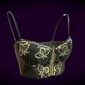Elegant Black Corset With Gold Floral Embroidery And Delicate Lace Details