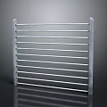 Silver Metal Fence With Horizontal Bars And Simple Modern Design 3d model