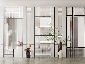 Modern partition frosted glass partition screen 3d model