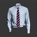 Elegant Light Blue Formal Shirt With Red And Blue Striped Tie For Business Attire