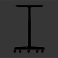 Portable Black Metal Tray Table With Wheeled Base And Square Top For Home Use