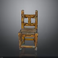Vintage Wooden Chair With Carved Pattern On Backrest And Seat Design