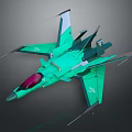 Green Fighter Jet With Distinctive Design And Details 3d model
