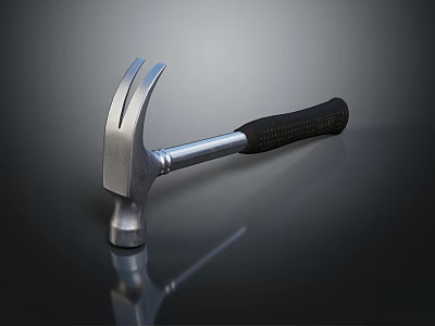 Durable Claw Hammer with Metal Head and Black Non Slip Handle for Hardware Tools 3d model