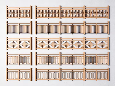 New Chinese Guardrail Railing Guardrail Fence 3d model