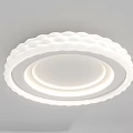 Modern White Ceiling Lights With Various Circular Designs And LED Light Strips 3d model