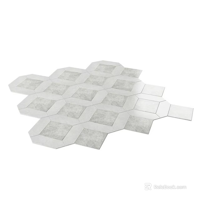 Modern Wall Featuring Gray Hexagonal And Rectangular Tiles Decorative Arrangement 3d model 