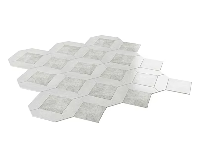 Modern Wall Featuring Gray Hexagonal And Rectangular Tiles Decorative Arrangement 3d model