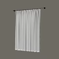 White Sheer Curtains Hanging On Rod Against Light Wall Background 3d model